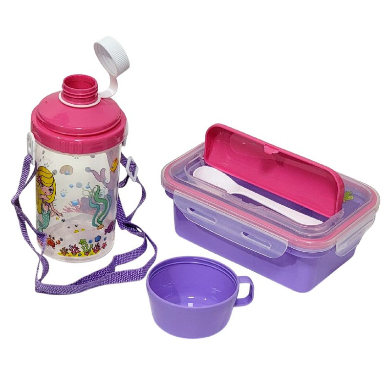LONCHERA EN KIT CON SEPARADOR, CUBIERTOS Y BOTE, VARIOS ESTILOS