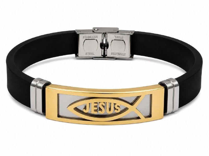 PULSERA DE ENCHAPE PARA CABALLERO, PESCADO (JESUS)  21CM