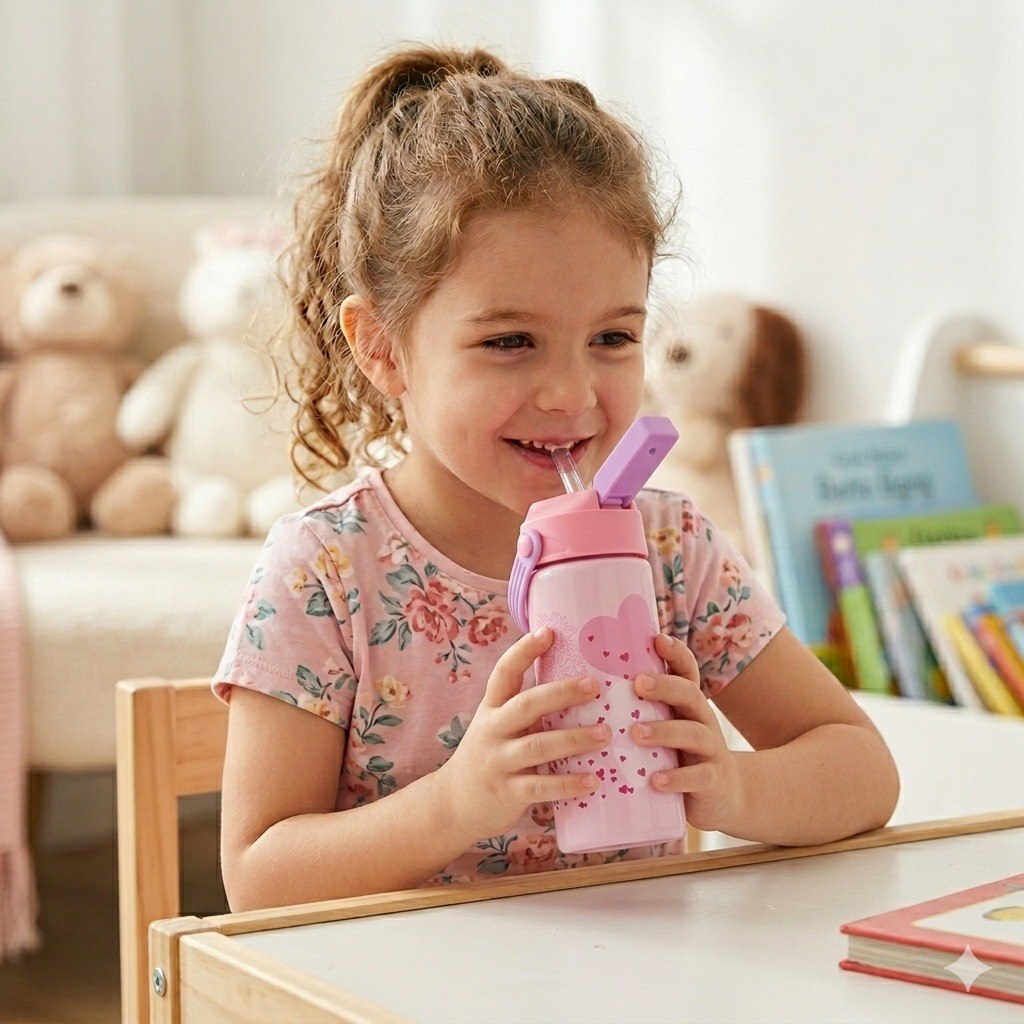 TERMO INFANTIL DE ACERO INOXIDABLE CON PAJILLA INCLUIDA
