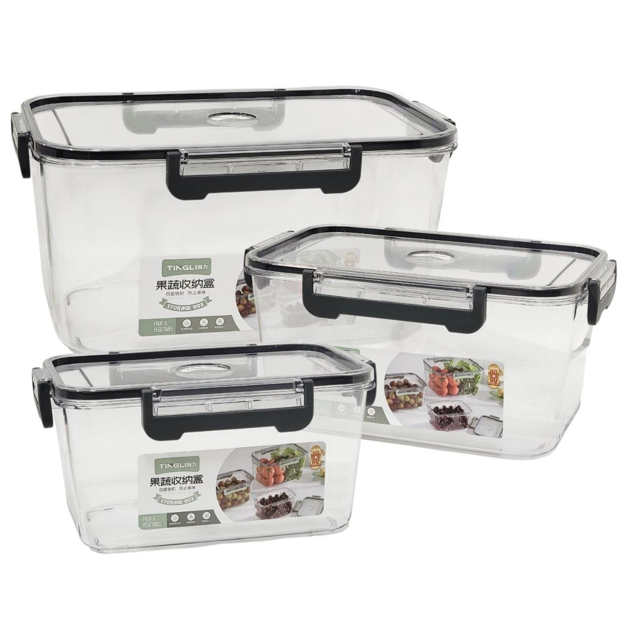 SET DE RECIPIENTES PANAS PARA ALIMENTOS HERMETICOS APILABLES 3PCS TINGLI