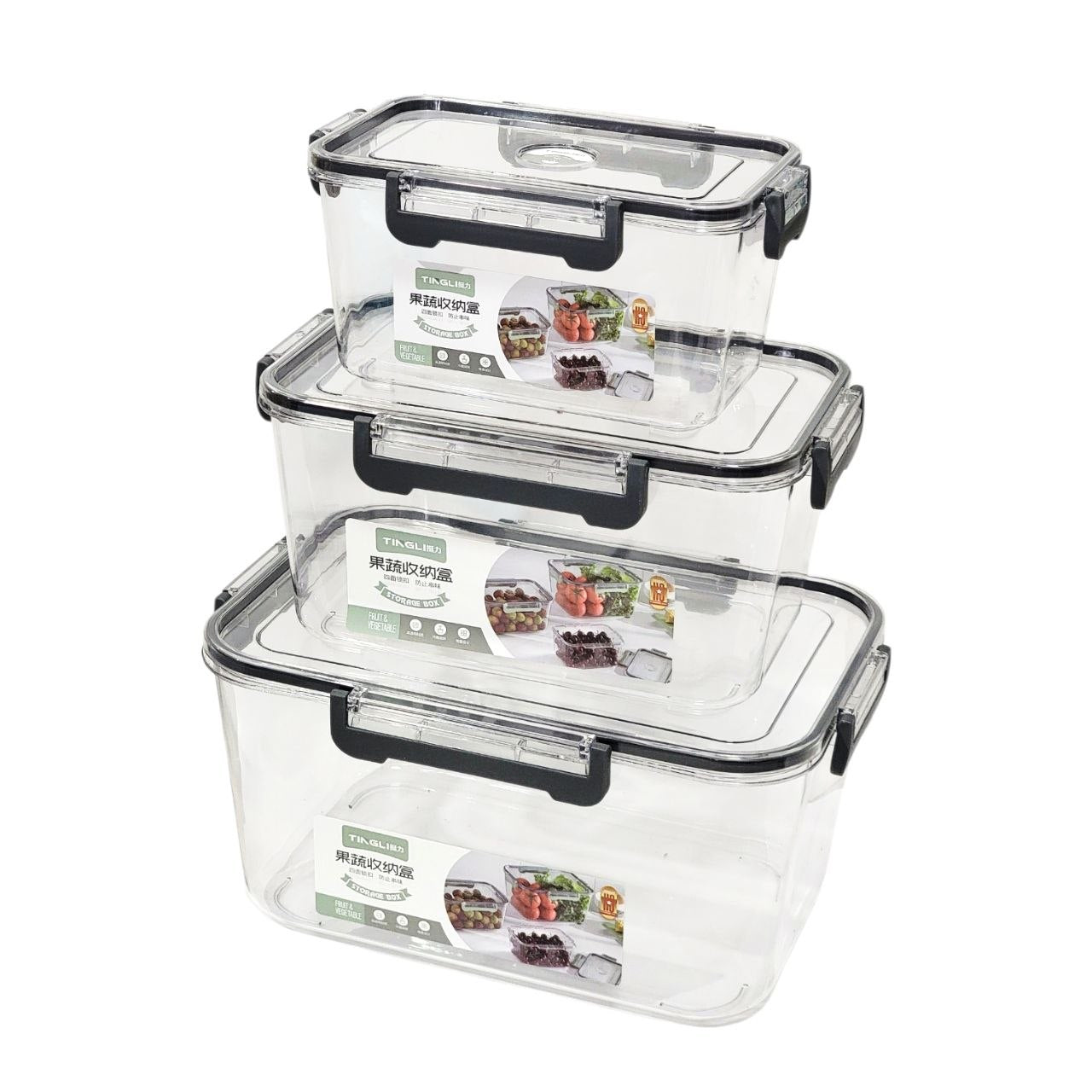 SET DE RECIPIENTES PANAS PARA ALIMENTOS HERMETICOS APILABLES 3PCS TINGLI