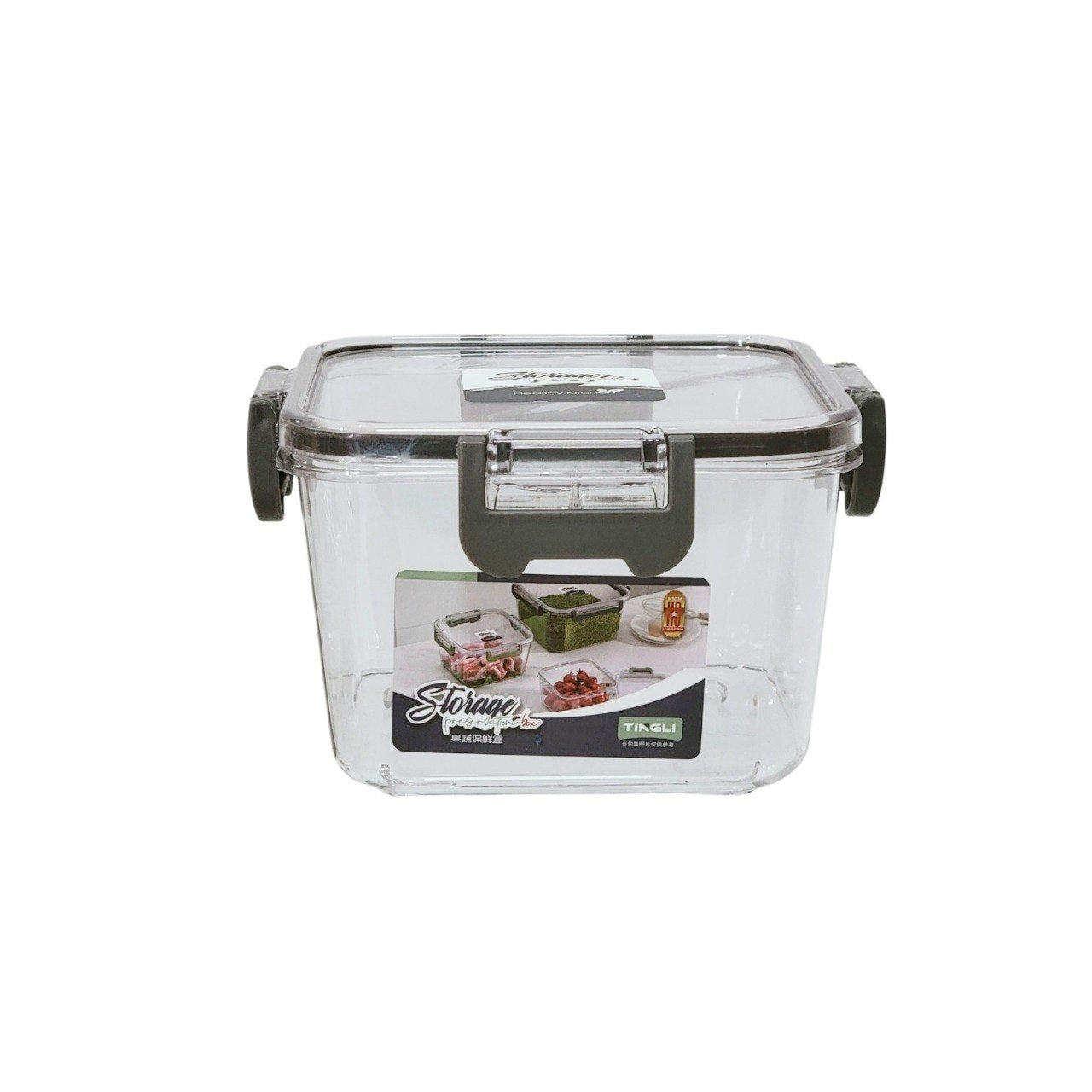 SET DE RECIPIENTES HERMETICOS CUADRADOS  COLOR GRIS OSCURO 3PCS TINGLI 25CM 20CM 16CM