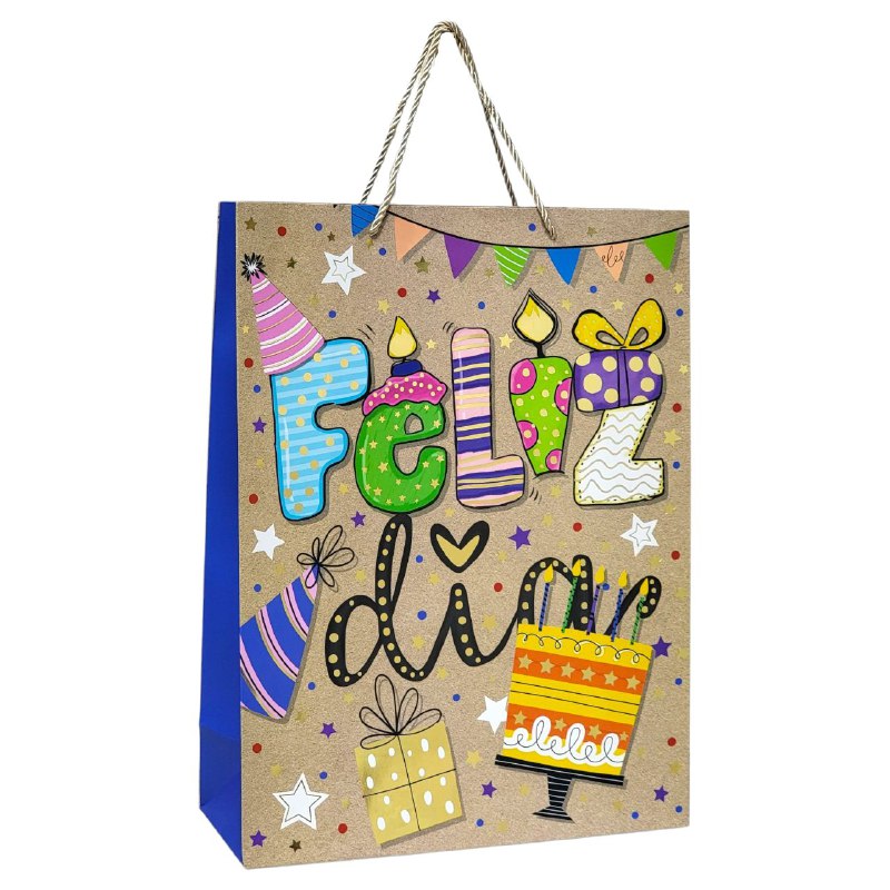 BOLSA DE REGALO DE FELIZ DIA GRANDE 30X12X41.5CM