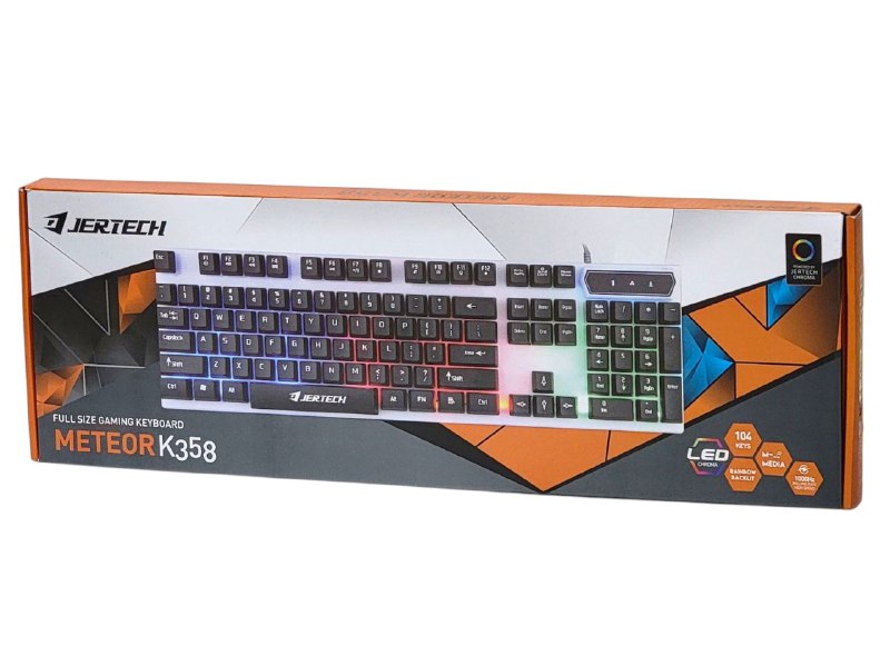 TECLADO PARA JUEGOS DE TAMAÑO COMPLETO, VARIEDAD DE EFECTOS DE ILUMIACION JERTECH METEOR K358