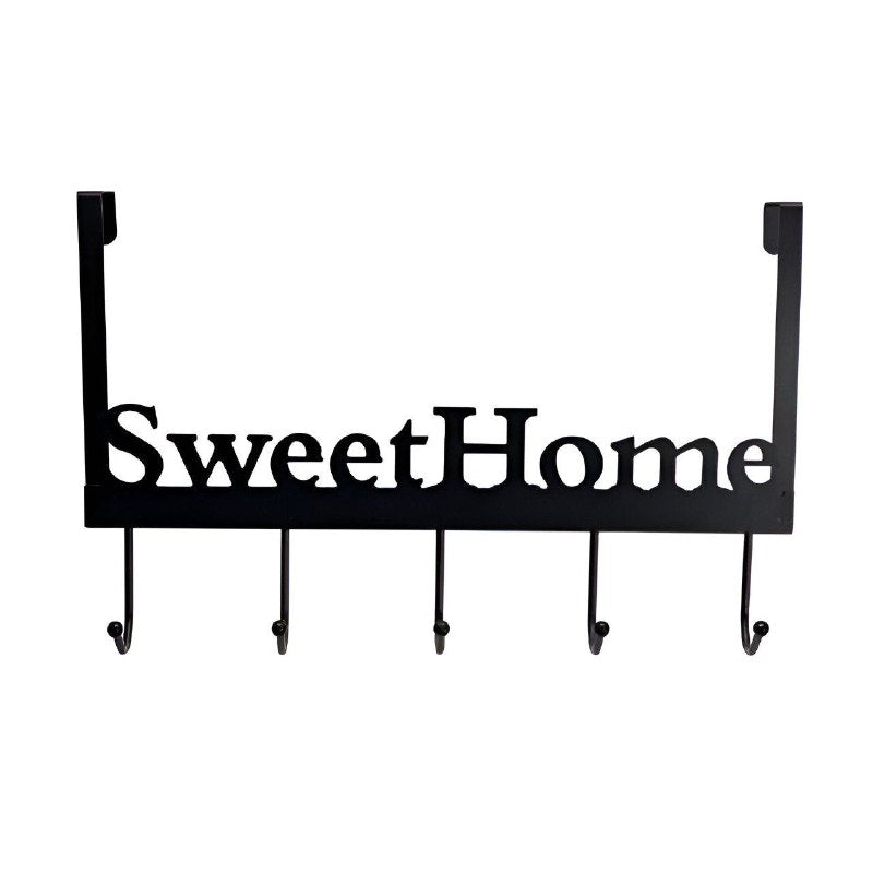 ORGANIZADOR GANCHO PERCHERO PARA PUERTA CON LETRAS CON 6 GANCHOS, AHORRADOR DE ESPACIO SWEET HOME 42X27.5CM