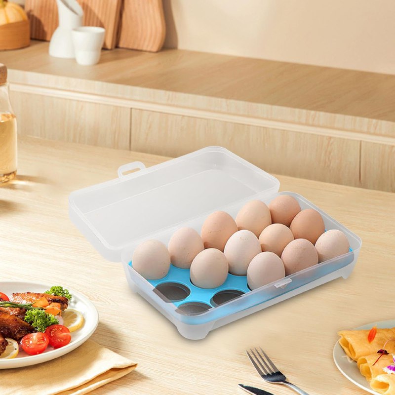 ORGANIZADOR DE HUEVOS TRANSPARENTE HUEVERA PARA 15 HUEVOS,3 COLORES, 23X13CM