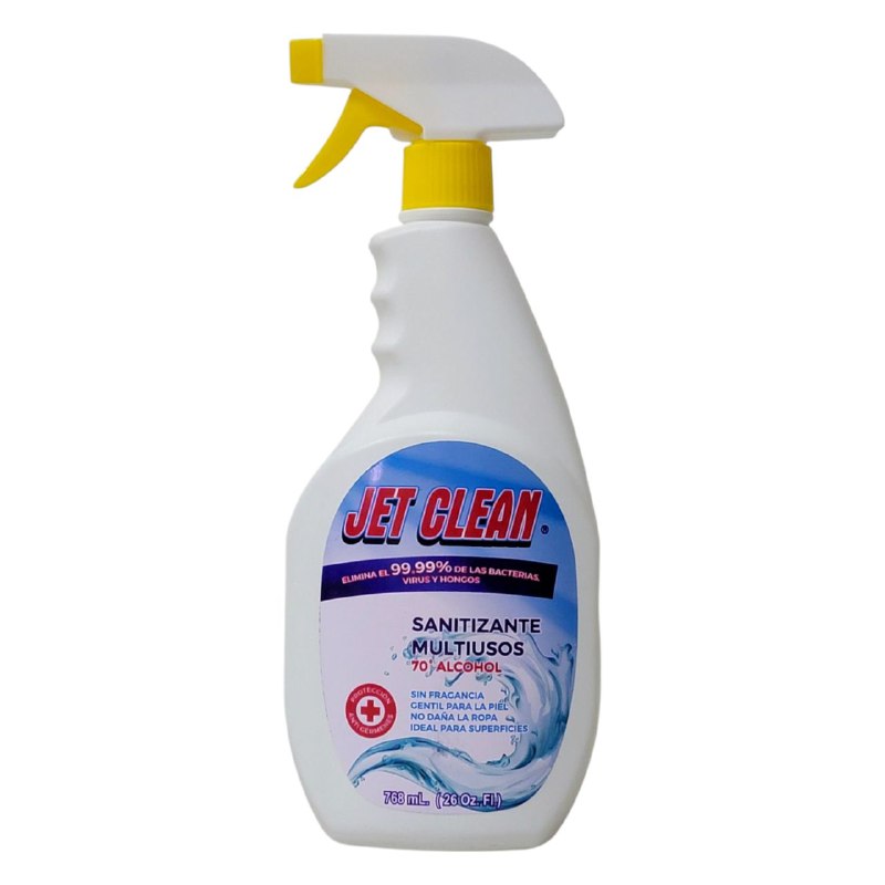 LIMPIADOR  SANITIZANTE MULTIUSOS 70° ALCOHOL JET CLEAN 768ML