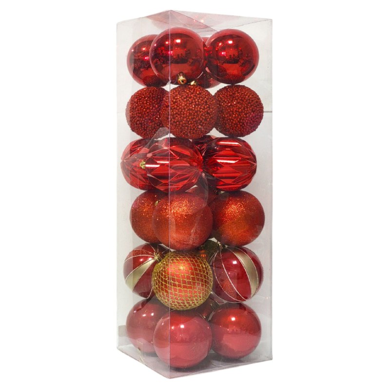 DECORACION ADORNO NAVIDEÑO PAQUETE DE 24 BOLAS DECORATIVAS, 8CM 49X64X49  IDEALES PARA DARLE UN TOQUE UNICO A TU ARBOL DE NAVIDAD