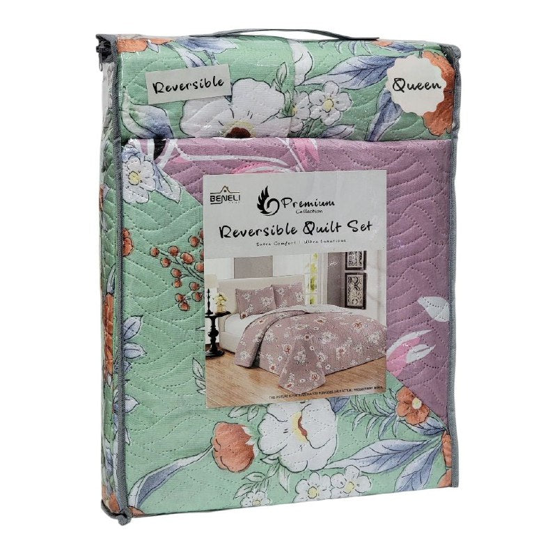 JUEGO DE SABANAS CAMERA TIPO EDREDON REVERSIBLE, DE 3 PIEZAS QUEEN BENELI HOME, 20 ESTILOS