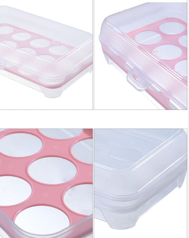 ORGANIZADOR DE HUEVOS TRANSPARENTE HUEVERA PARA 15 HUEVOS,3 COLORES, 23X13CM