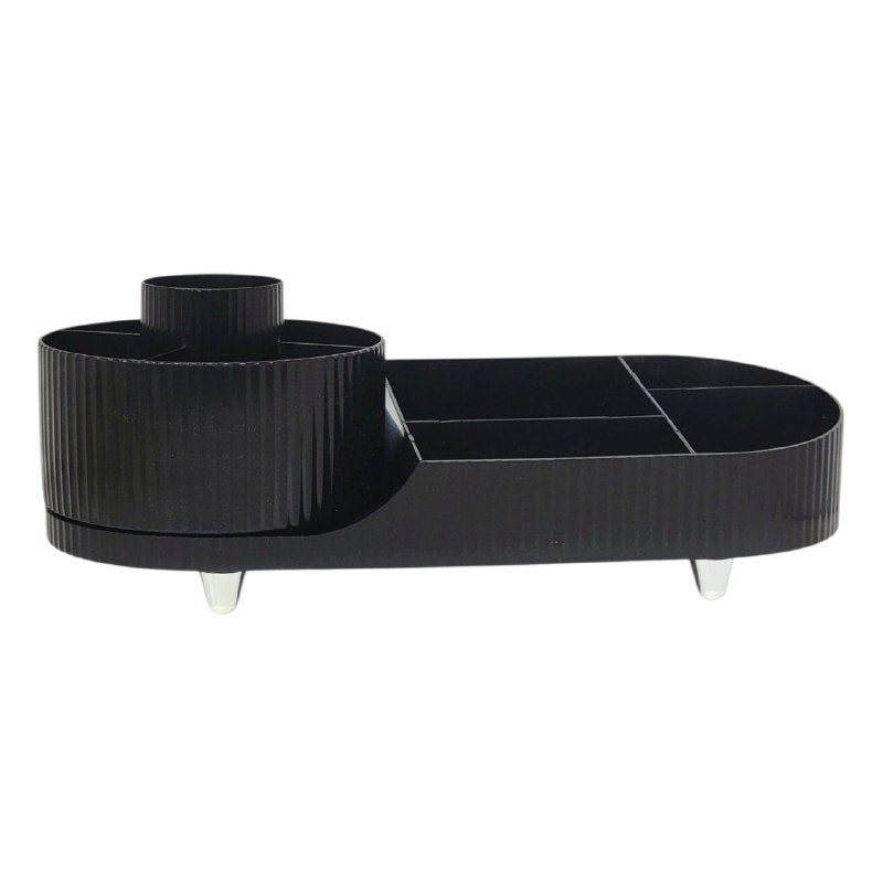 ORGANIZADOR DE MAQUILLAJE Y COSMETICOS DE ACRILICO CON BASE GIRATORIA 15X36CM, 4 ESTILOS