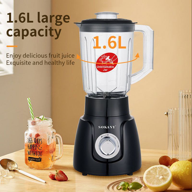 MAQUINA LICUADORA 2 EN 1, LICUADORA Y BATIDORA, 500W DE FUERZA, CAPACIDAD 1.6L, 2 VELOCIDADES, LIMPIEZA RAPIDA, SK-185 SOKANY