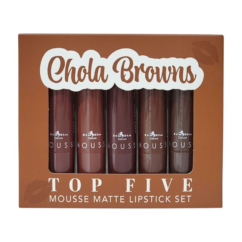 BRILLO LABIAL EN SET DE LAPICES LABIALES MATTE ITALIA DELUX CHOLA BROWNS TOP FIVE 3G