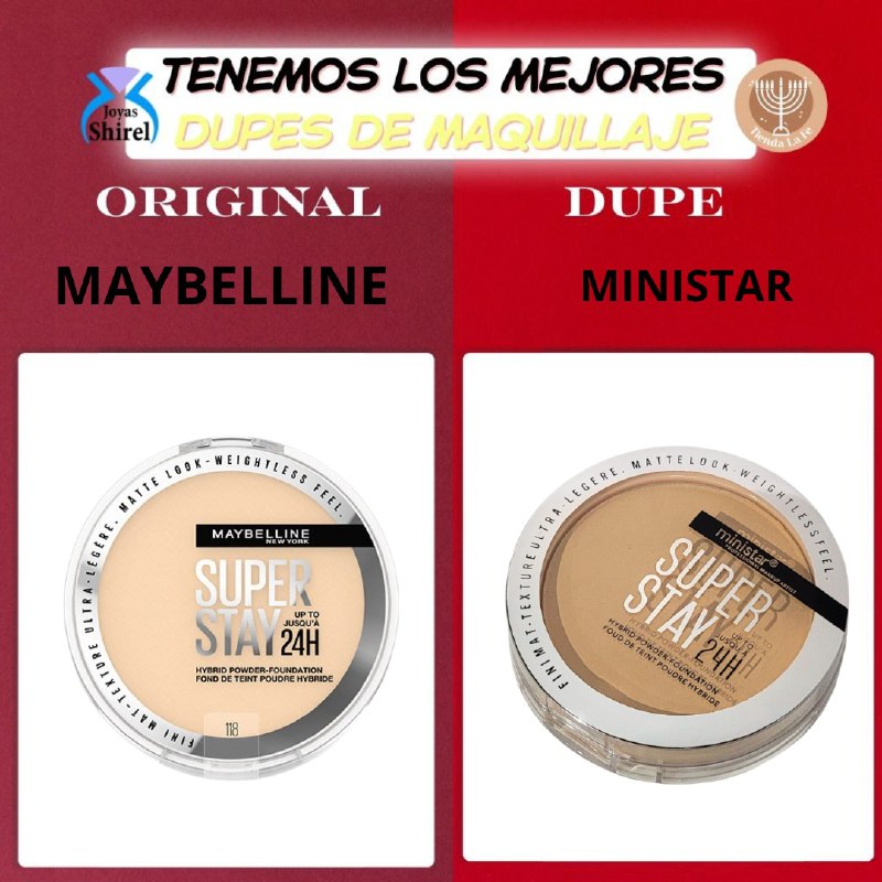BASE DE MAQUILLAJE EN POLVO HIBRIDA DUPE DE MAYBELLINE, ASPECTO MATE DE LARGA DURACION MINISTAR 8G