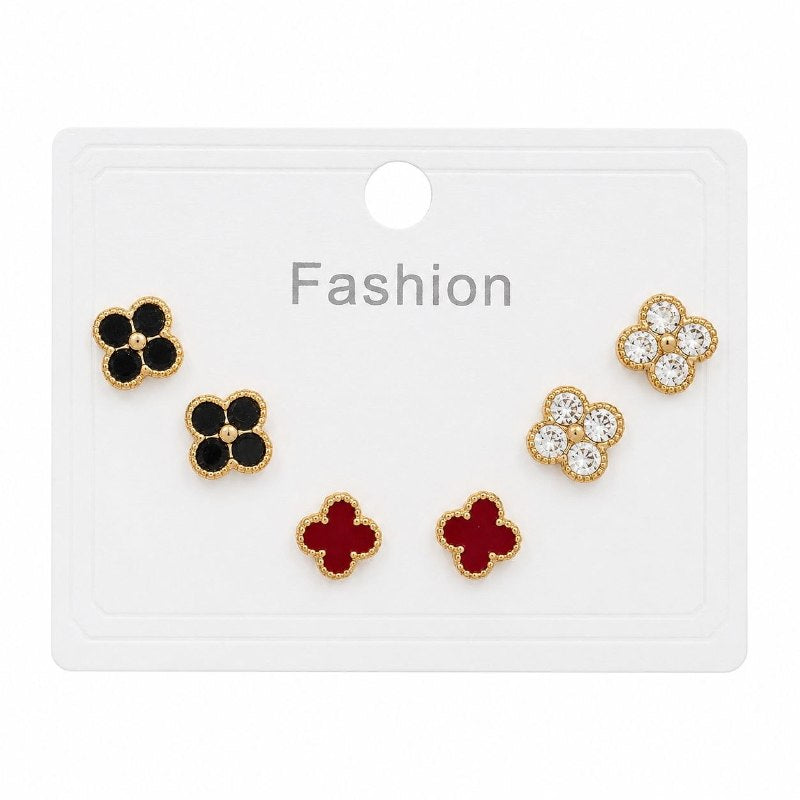 SET DE ARITOS DE ENCHAPE PARA DAMA EN FORMA DE FLOR
