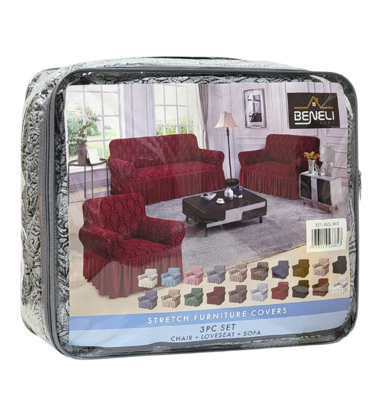 SET DE FORROS ELASTICOS DE MUEBLES, JUEGO DE 3 PIEZAS PARA MUEBLES VARIOS COLORES BENELI HOME