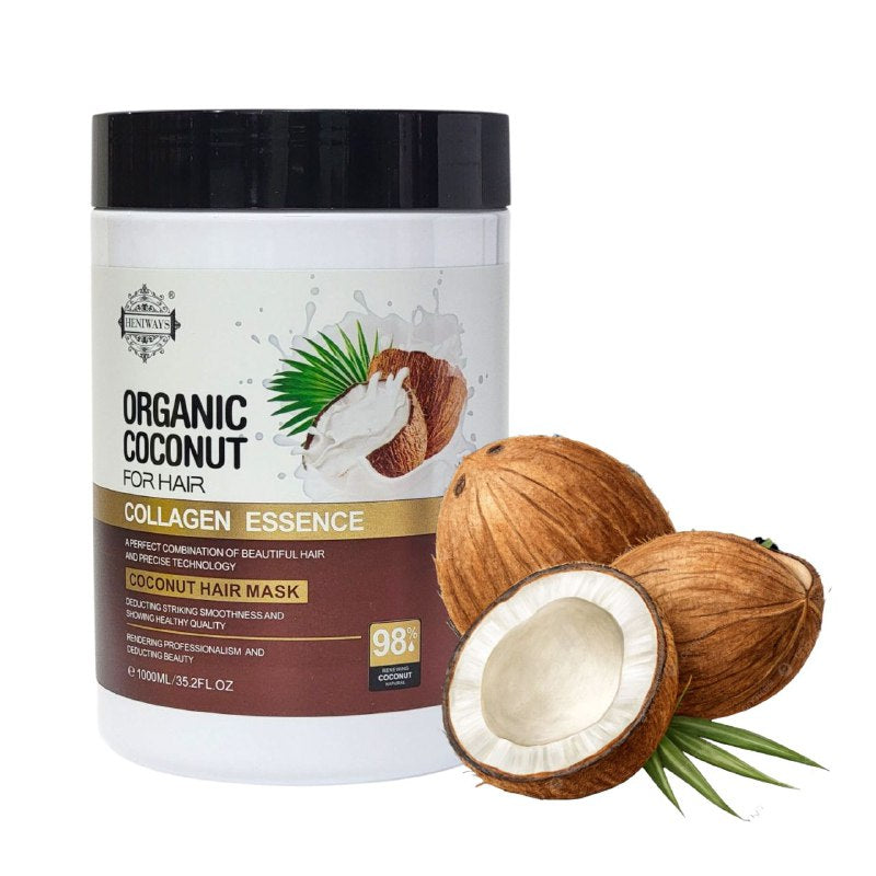 MASCARILLA PARA EL CABELLO CON ESENCIA DE COLAGENO Y COCO APORTA SUAVIDAD NATURAL, NUTRITIVA Y HIDRATANTE HENIWAYS 1000ML