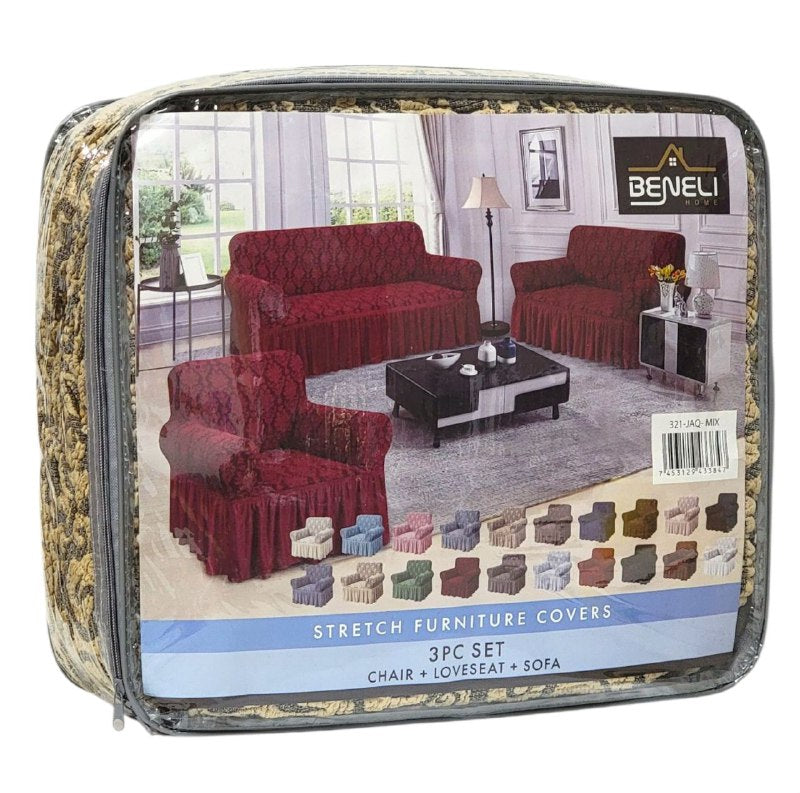SET DE FORROS ELASTICOS DE MUEBLES, JUEGO DE 3 PIEZAS PARA MUEBLES VARIOS COLORES BENELI HOME