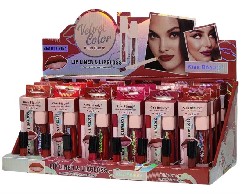 DELINEADOR LAPIZ DE LABIOS Y BRILLO KISS BEAUTY 8 TONOS 0.6G 4ML