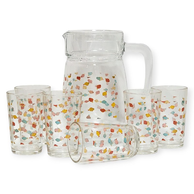 RECIPIENTE PICHEL JARRA SET DE JARRA CON VASOS DE VIDRIO DE 7 PIEZAS LIFEART