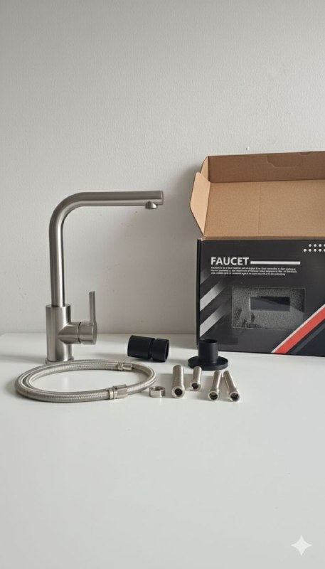 GRIFO LAVAMANOS PARA BAÑO O COCINA COLOR PLATEADO CON MANGUERAS FLEXIBLES CRAFTMANSHIP FAUCET