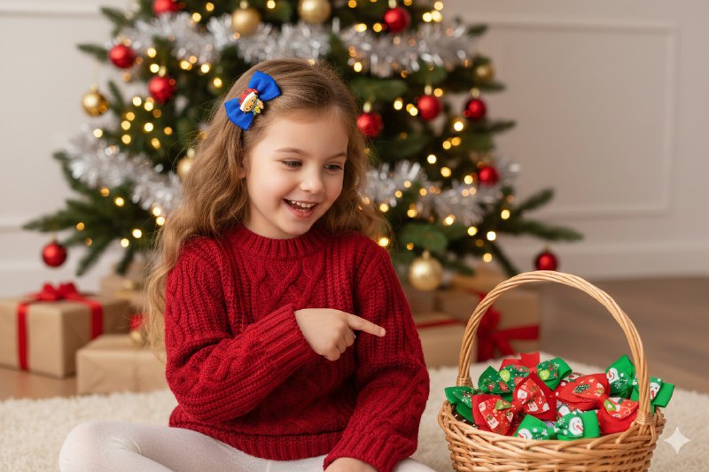 GANCHO PARA EL CABELLO NAVIDEÑOS PARA NIÑAS ELEGANTES FESTIVOS EN PAQUETE DE 48UND 4X6CM