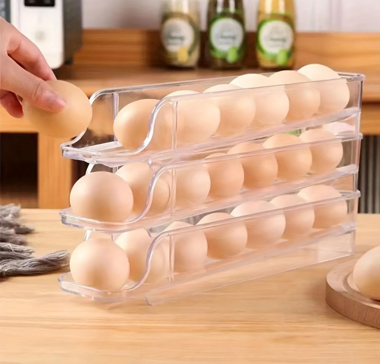ORGANIZADOR DE HUEVOS TRANSPARENTE HUEVERA PARA 21 HUEVOS
