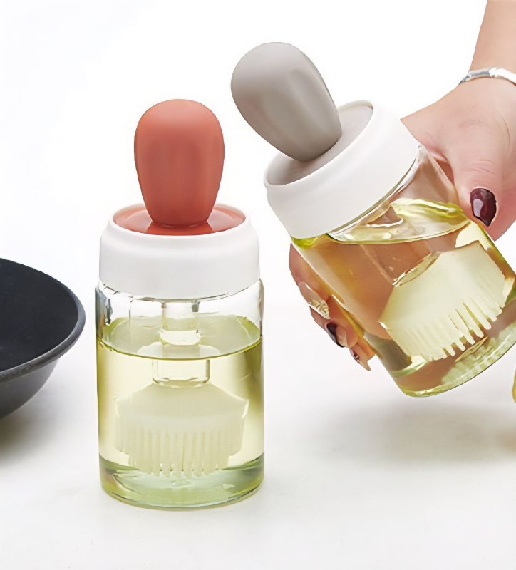 BOTELLA DISPENSADORA DE ACEITE EN GOTERO CON BROCHA DE SILICONA CAPACIDAD 250ML