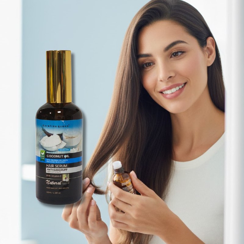SUERO PARA EL CABELLO ANTICASPA CON ACEITE DE COCO QUERATINA Y COLAGENO KERATINE QUEEN 100ML