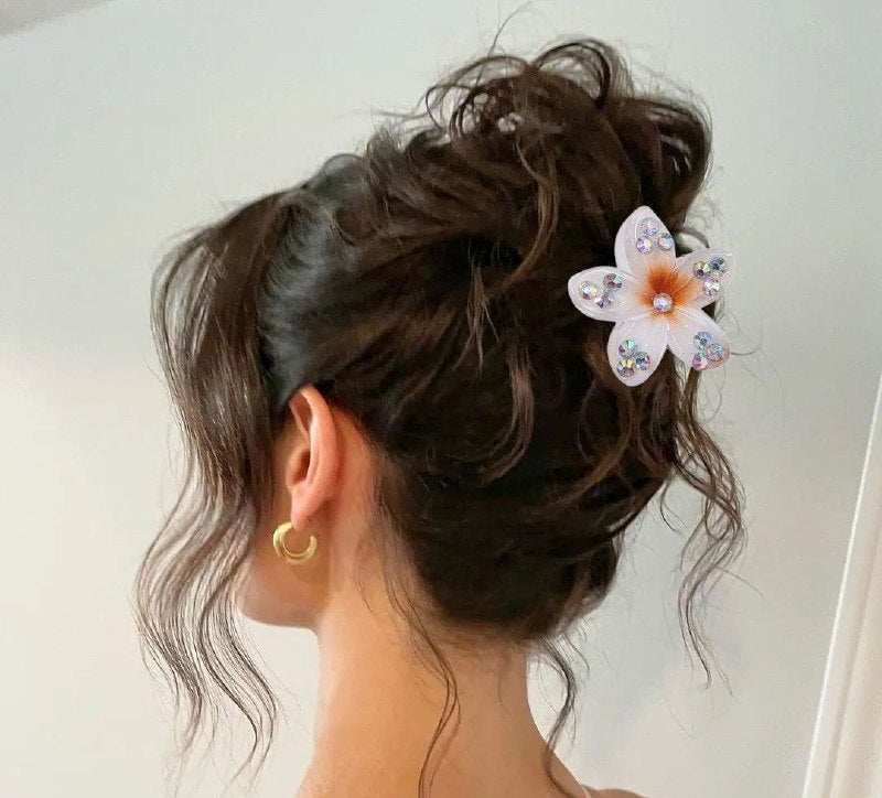 GANCHO PARA EL CABELLO DE DISEÑO DE FLOR HAWAIANA, PINZAS DE SUJECION FUERTE, ACCESORIO PARA EL CABELLO PAQUETE DE 12UND 6X5CM