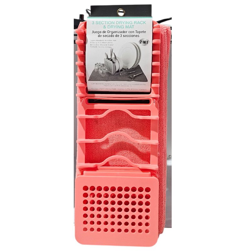 JUEGO DE ORGANIZADOR CON TAPETE DE SECADO DE 3 SECCIONES