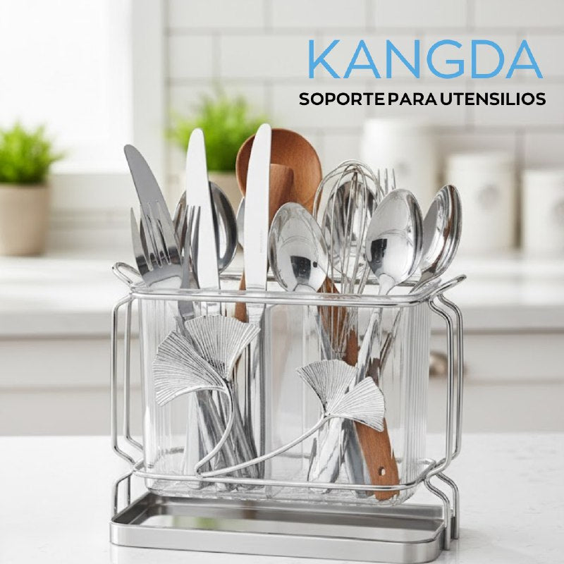 ESTANTE ORGANIZADOR DE ALMACENAMIENTO PARA CUCHARAS, TENEDORES Y CUCHILLOS CROMADO ACRILICO BENELI HOME 15X18CM