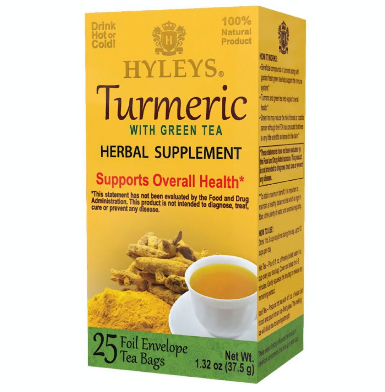 TE DE CURCUMA CON TE VERDE, FAVORECE LA SALUD GENERAL, REFUERZAN EL SISTEMA INMUNITARIO, REDUCE EL RIESGO DE CANCER DE MAMA O PROSTATA HYLEYS 25UND