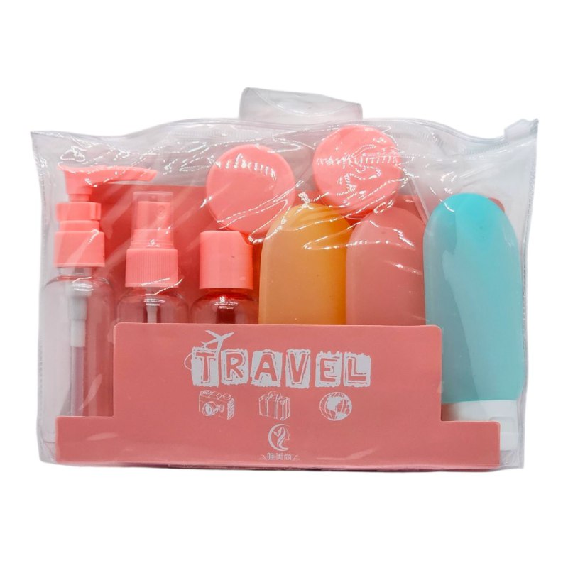 SET PARA VIAJAR VACIAS, EFICIENCIA DE ALMACENAMIENTO COMODO DE 7 PIEZAS, PARA LIQUIDOS Y CREMAS PARA VIAJES TRAVEL