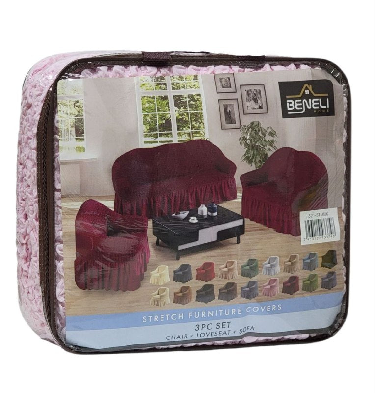 SET DE FORROS ELASTICOS DE MUEBLES, JUEGO DE 3 PIEZAS PARA MUEBLES VARIOS COLORES BENELI HOME