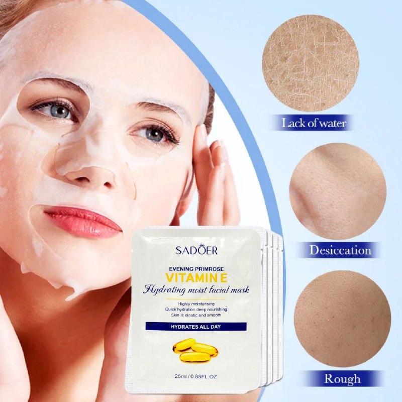 MASCARILLA FACIAL DE TELA REVITALIZANTE E HIDRATANTE DE VITAMINA E SADOER 25ML