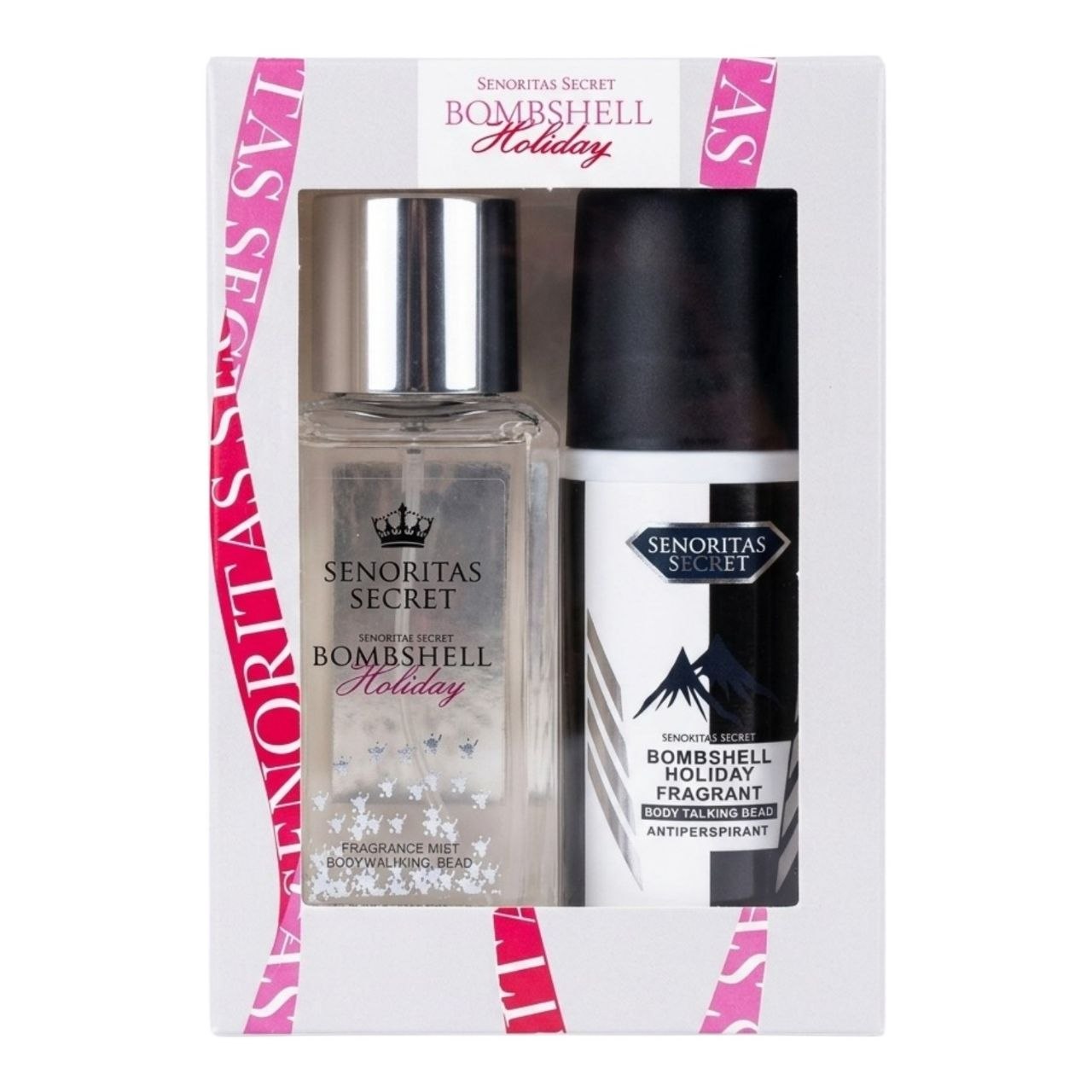 SET SENORITAS SECRET BOMBSHELL HOLIDAY SPLASH 75ML Y ANTISPERSPIRANTE 60ML (M) (AROMA SIMILAR A VICTORIAS SECRET BOMBSHELL HOLIDAY)