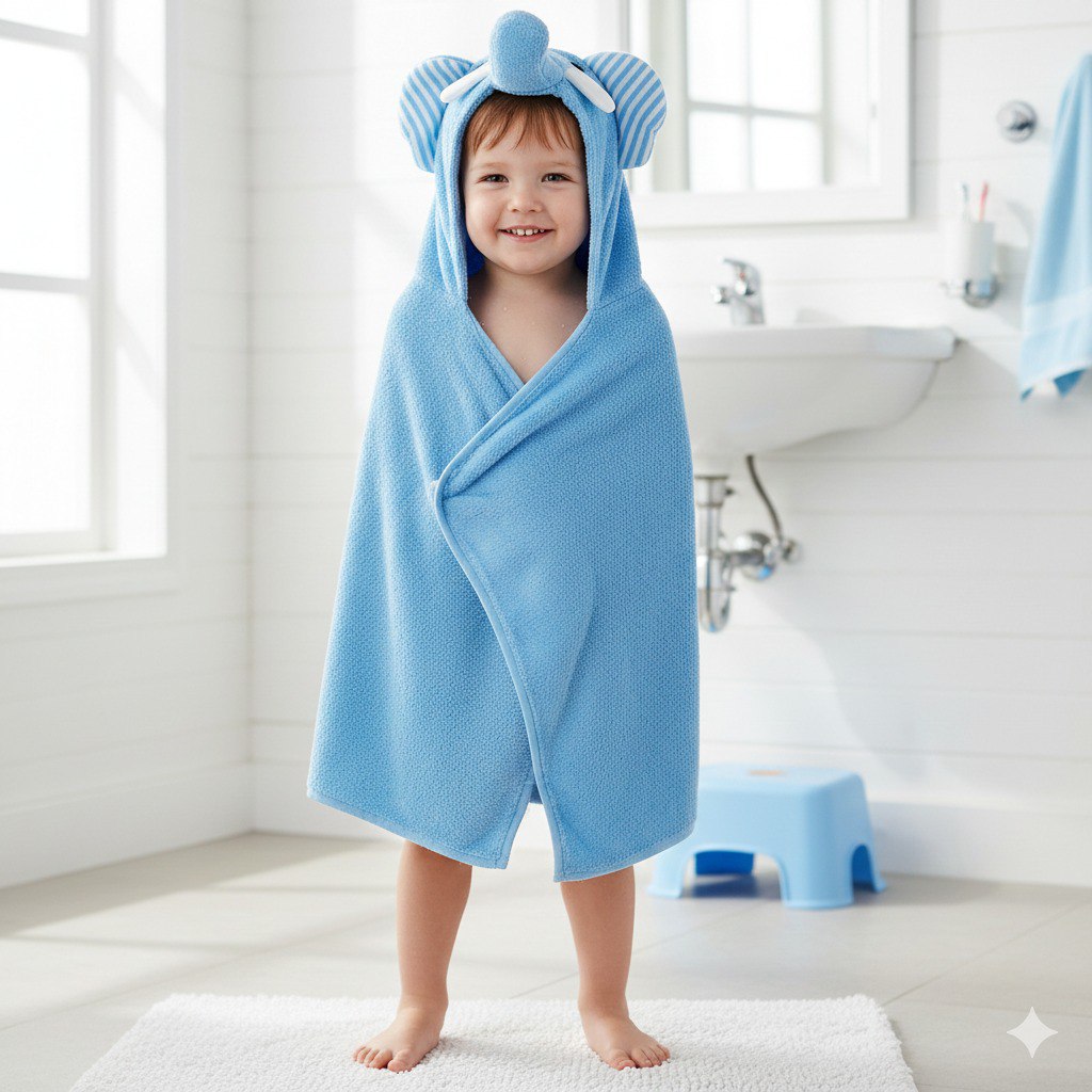 TOALLA DE BAÑO PARA NIÑOS DE MICROFIBRA CON TEXTURA TIPO NUBE COLACO
