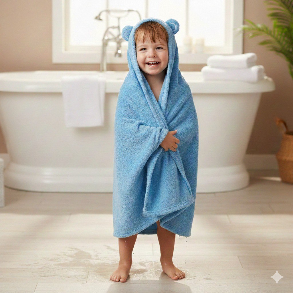 TOALLA DE BAÑO PARA NIÑOS DE MICROFIBRA CON TEXTURA TIPO NUBE COLACO