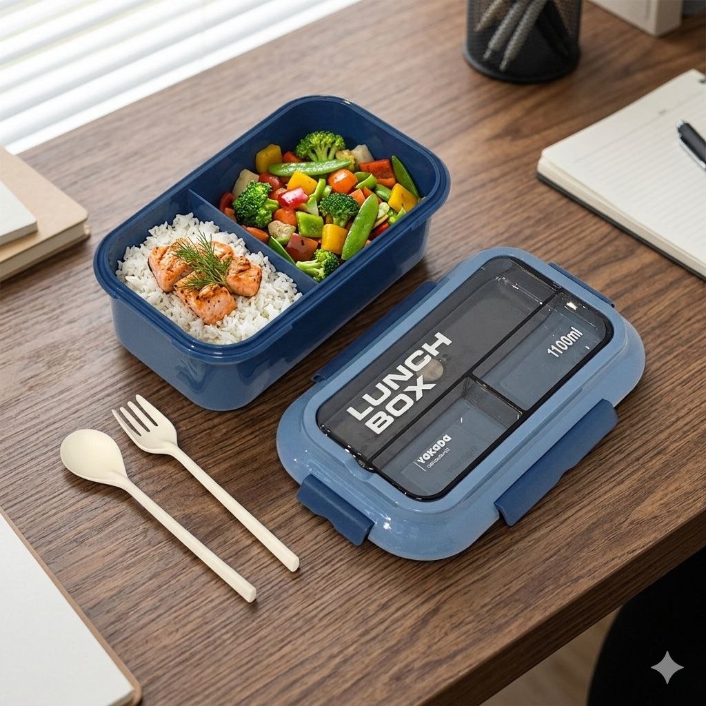 RECIPIENTE PANA PARA ALIMENTOS CON DIVISIONES Y COMPARTIMIENTOS YAKADA 21X11X8CM