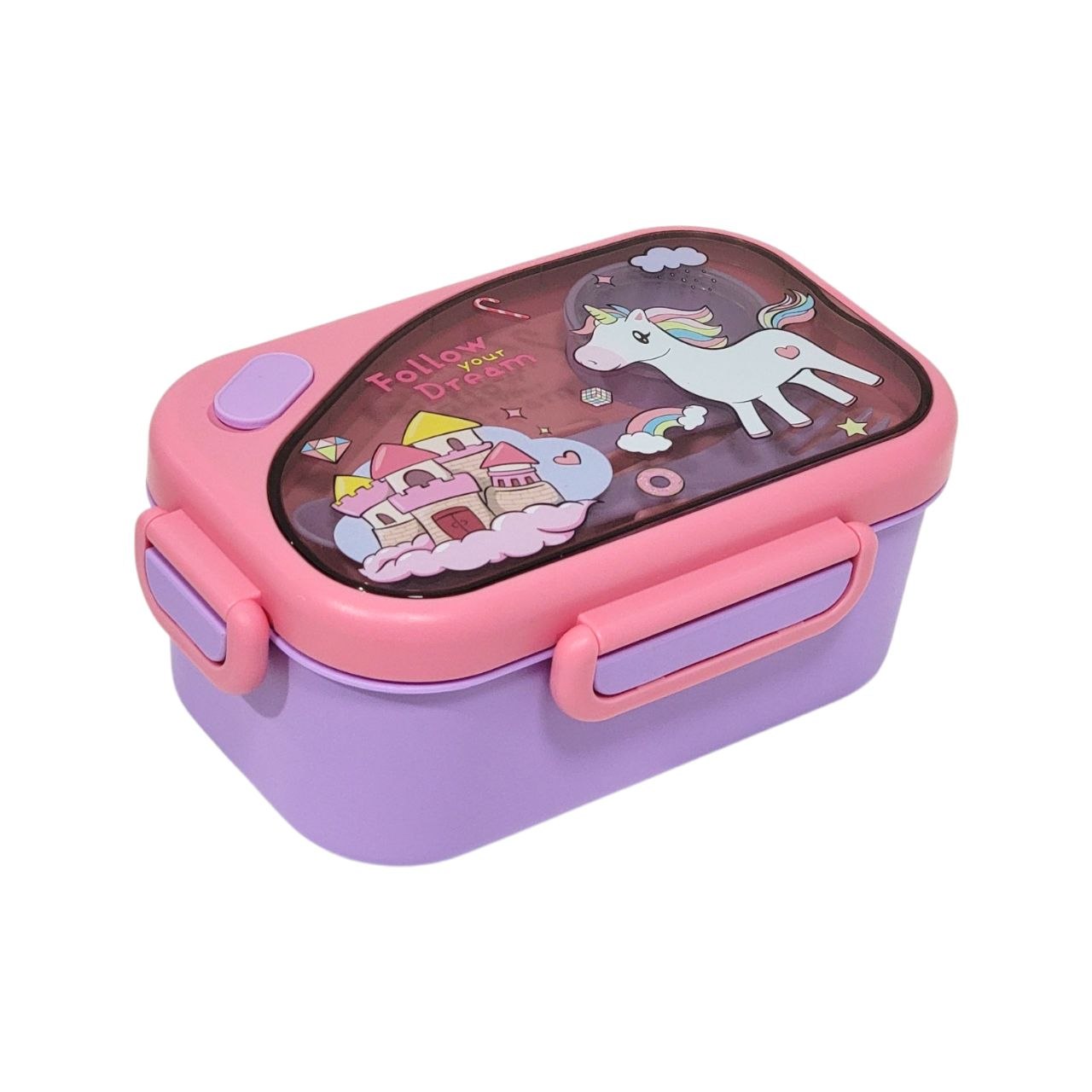 RECIPIENTE PANA PARA ALIMENTOS HERMETICA INFANTIL CON DISEÑO DE UNICORNIO 21X23X9CM