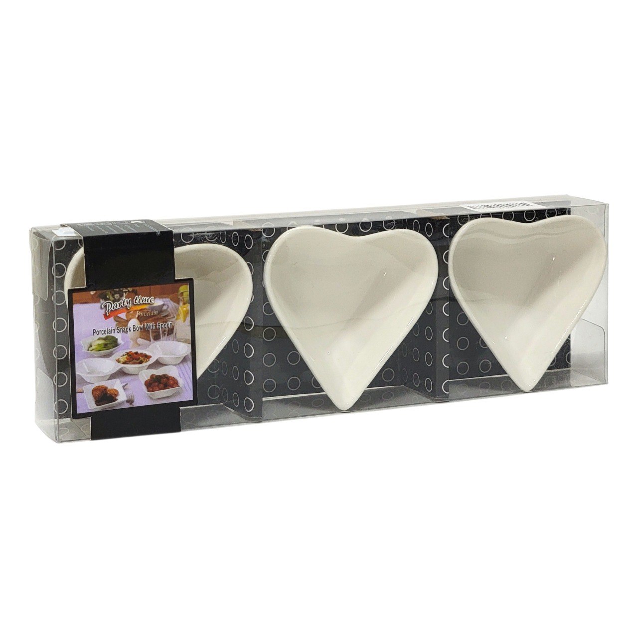 SET DE TAZONES DE PORCELANA EN FORMA DE CORAZÓN PARTY TIME 7.2X7.2CM