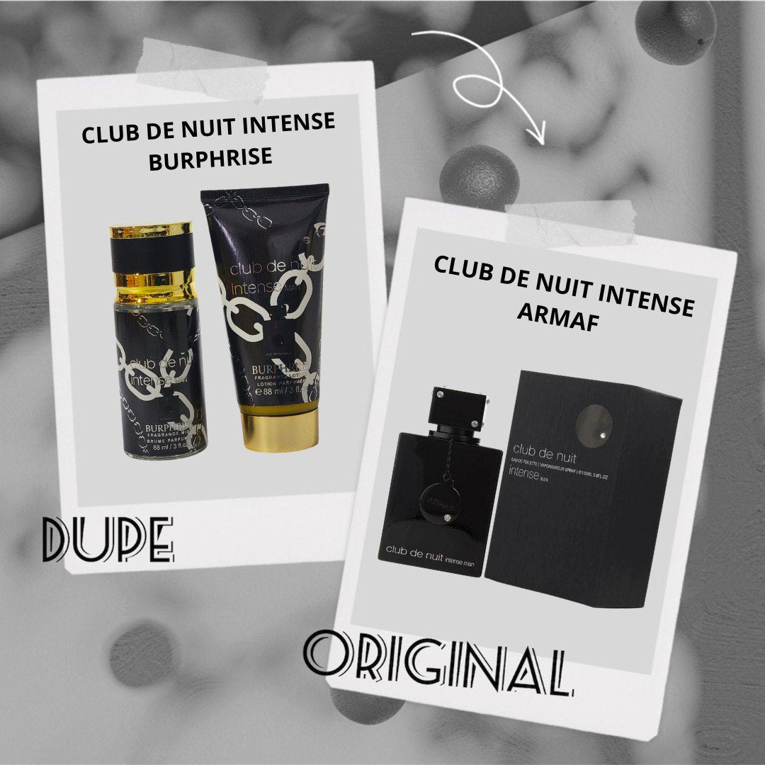 MINI SET CLUB DE NUIT INTENSE BURPHRISE SPLASH 88ML CREMA 88ML (H) (AROMA SIMILAR A CLUB DE NUIT INTENSE ARMAF)