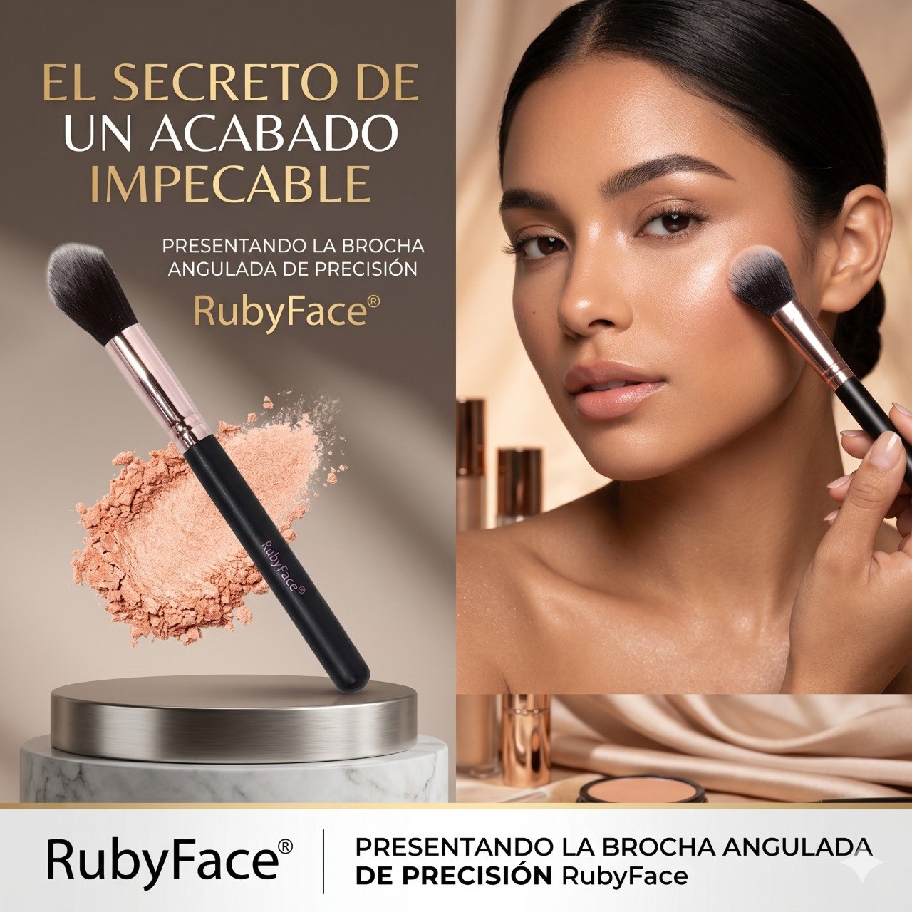 BROCHA DE MAQUILLAJE PARA BRONCEADOR RUBY FACE