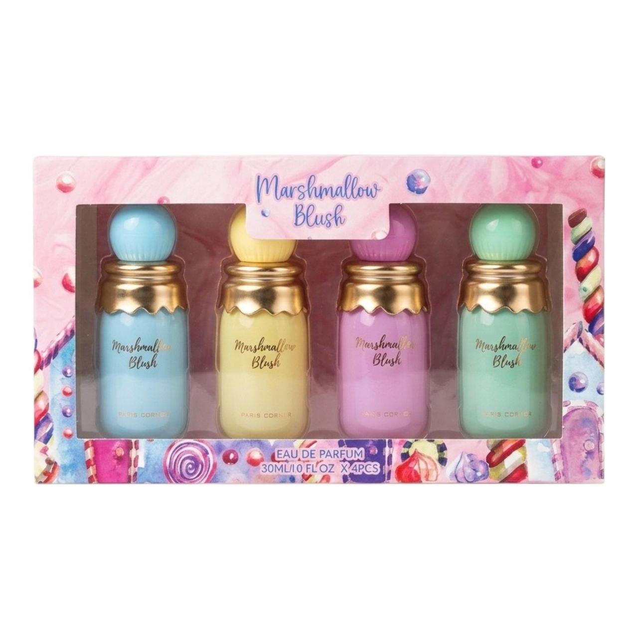 SET MINI PARIS CORNER MARSHMALLOW BLUSH EDP 30MLX4 (M) (AROMA SIMILAR A PARIS CORNER MARSHMALLOW BLUSH)