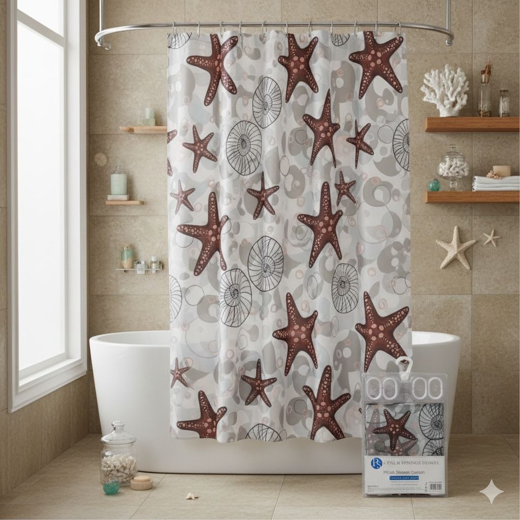 CORTINA PARA BAÑO RESISTENTE AL AGUA 1 PANEL PS PALM SPRINGS HOMES 180X180CM