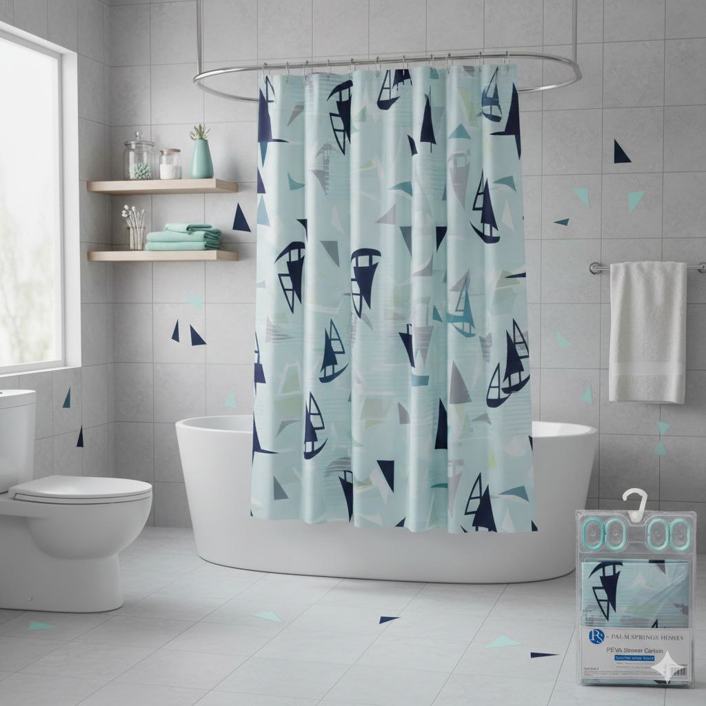 CORTINA PARA BAÑO RESISTENTE AL AGUA 1 PANEL PS PALM SPRINGS HOMES 180X180CM