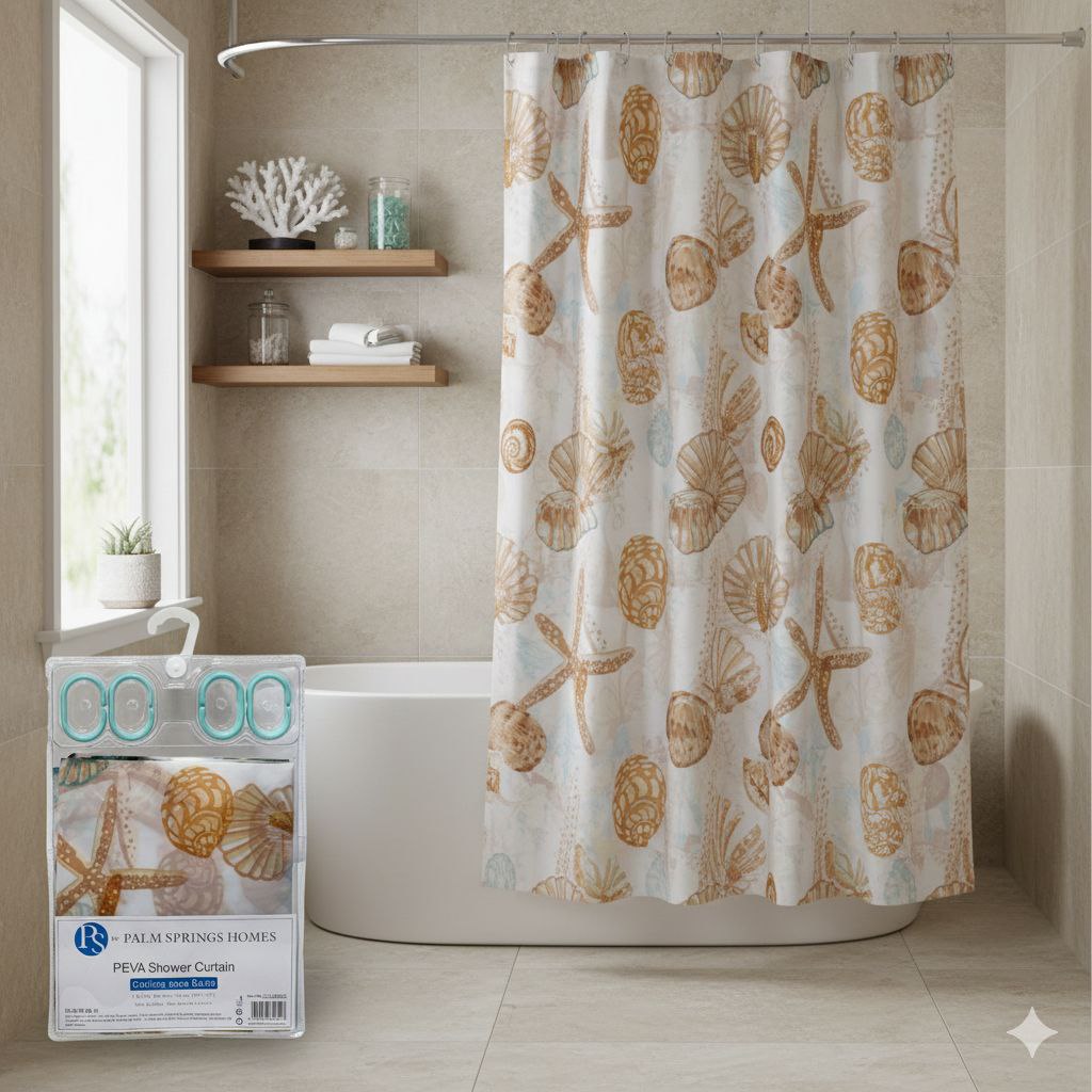 CORTINA PARA BAÑO RESISTENTE AL AGUA 1 PANEL PS PALM SPRINGS HOMES 180X180CM
