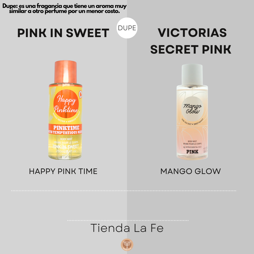 SPLASH PINK IN SWEET HAPPY PINK TIME 250ML (M) (DUPE DE VICTORIAS SECRET PINK MANGO GLOW)