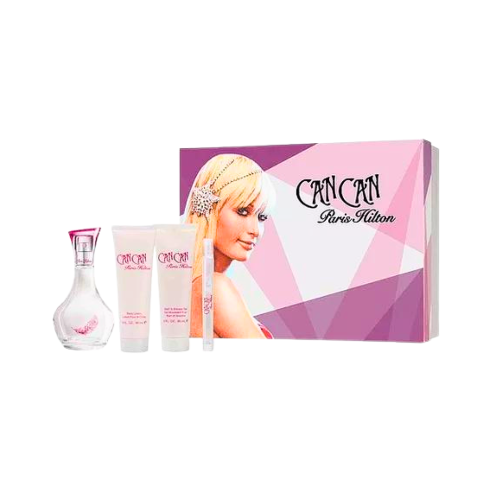 SET PARIS HILTON CAN CAN EDP 100ML, EDP 15ML, BODY LOTION 90ML, SHOWER GEL 90ML (M)